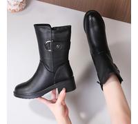 TEMU Botas Casuales de Mujer de Media Caña con Tacón Cuadrado, Cremallera Interior, Cómodas y Abrigadas 502