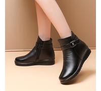 TEMU Botas Cortas de Invierno para Mujeres de Edad: Forradas y Cálidas, Botines de Cubierta Sintética para Mayores, Zapatos de Mujer