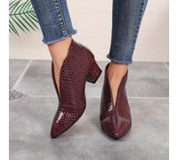 TEMU Botas cortas de mujer de punta , cuello en V, talla grande, tacón , estilo otoño invierno, botas de tobillo de , botas de color sólido, tacones altos, zapatos de mujer