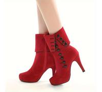 TEMU Botas Cortas de Tacón para Mujer con Plataforma Delgada y Calidad, Botas a
