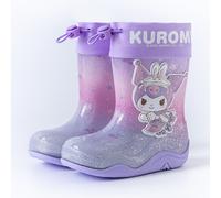 TEMU Botas de lluvia de cristal Sanrio Kuromi My Melody, bonitas zapatillas de lluvia de dibujos animados pantorrilla de calidad y antideslizantes con cierre de cordón