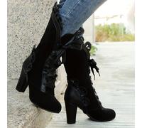 TEMU Botas de Media Caña con Tacón y Cordones para Mujer