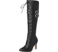 TEMU Botas de moda europea y americana , punta de aguja, de vaso , tira delgada, tubo largo, botas de mujer de talla grande, zapatos de mujer