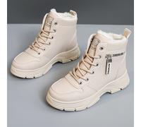 TEMU Botas de Moda Invernales para Mujer YTMLDY - Caña con Forro de Piel Sintética , Transpirables y Livianas, Gruesa para Aumentar , Cierre con Cordones, Color Sólido, Diseño con Plataforma