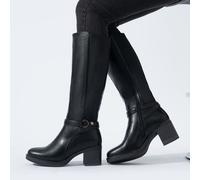 TEMU Botas de mujer elegantes de tacón y , con cremallera lateral la , de TPR, decoración de hebilla metálica, botas de media caña casuales para ir al trabajo, zapatos de mujer