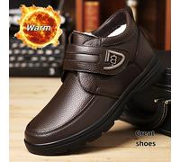 TEMU Botas de nieve para hombre, otoño e invierno, de cuero , cálidas, con forro polar, para camping al , antideslizantes, duraderas, de blanda, casuales, de punta redonda, de gran tamaño, modernas