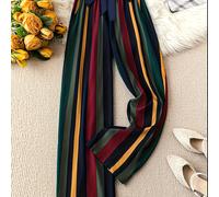 TEMU Botas de Pierna Ancha Casuales para Mujer con Estampado a Rayas - Pantalones No Elásticos Lavables a Máquina para /Otoño, Atuendos de Oficina y Casual