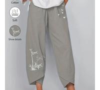 TEMU Botas de Pierna Ancha con Cintura Elástica y Bolsillos para Mujer - Pantalones Elegantes Casuales en para /Verano, Lavables a Máquina