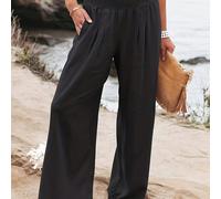 TEMU Botas de Pierna Ancha para Mujer con Cintura Elástica - Pantalones Casuales Todo Temporada, Lavables a Máquina y Transpirables para Atuendos Informales