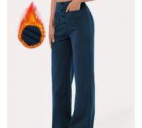 TEMU Botas de Pierna con Cintura para Mujer - Color Sólido con Múltiples Bolsillos, Cierre de Botón y Lavables a Máquina para Uso Casual y Oficina, Pantalones Cómodos y Prácticos
