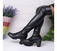 TEMU Botas de tacón la , negras , elegantes y cómodas, perfectas para faldas cortas, que realzan las y