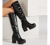 TEMU Botas de tacón la pantorrilla para mujer, botines antideslizantes y para otoño e invierno