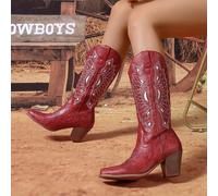 TEMU Botas de tacón pantorrilla , cómodas sin cordones