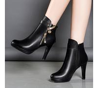 TEMU Botas de tobillo de plataforma de tacón para mujer