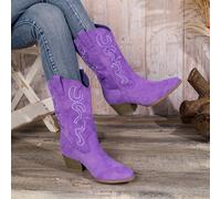 TEMU Botas de Vaqueras Bordadas para Mujer, Zapatos de Mujer
