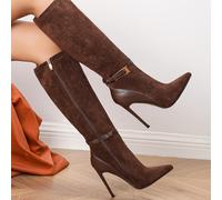 TEMU Botas de vestir elegantes de tacón en para mujer, perfectas para fiestas de moda y estilos la , Zapatos de mujer