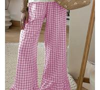 TEMU Botas Elegantes de Pierna Ancha para Mujer con Estampado de Cuadros Rosa y - Lavables en Máquina, Cómodos para Todo el Año, Ideales para Atuendos Casuales y Formales