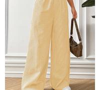 TEMU Botas Elegantes de Pierna Ancha para Mujer con Rayas Verticales - Pantalones Lavables en Máquina sin Elastizar, Bolsillos para Atuendos Casuales y Formales de Verano Otoño