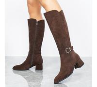 TEMU Botas la con tacón , cremallera lateral y punta redondeada, semejantes a botas de .