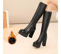 TEMU Botas la de tacón para mujer, modernas y cálidas para otoño e invierno, botas altas antideslizantes.