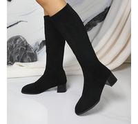 TEMU Botas largas de caña con punta redonda estilo vintage para mujer, nuevas de otoño/invierno, , botas de de tacón , calzado de mujer