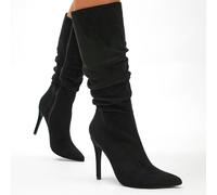 TEMU Botas largas de diseño plisado para mujer, botas de vestir de punta , elegantes botas altas la con cremallera lateral
