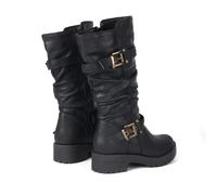 TEMU Botas retro de media caña para mujer de , forro polar, tacón y cierre de cremallera para el invierno.