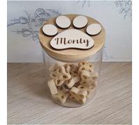 TEMU Bote de Almacenamiento Personalizado para Recuerdos de Perro, el Tamaño, Bote de Vidrio para Guardar Recuerdos, Bote de Recompensas para Perros con Grabada con de Patas y