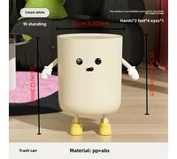 TEMU Bote de Basura de Gran Capacidad con Diseño de Oso de Dibujos Animados - Estilo Crema, Tipo de Empuje, Cierre Silencioso, No Necesita Electricidad para Cocina, Dormitorio, Baño