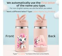 TEMU Botella aislante de 1 pieza personalizada de 12 oz de acero inoxidable 304 de pared, regalo ideal para con diseño de unicornio impreso en 3D y