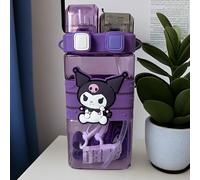 TEMU Botella de agua de policarbonato Sanrio Hello Kitty de 16 onzas, a prueba de fugas con , sin PVC, forma cuadrada, ideal para deportes, camping, viajes, a - Regalo universal para las fiestas