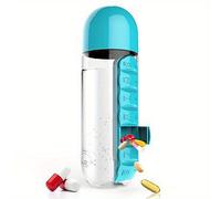 TEMU Botella de agua portátil de 20 oz con compartimento para pastillas incorporado - ¡ para acampar al y viajar!