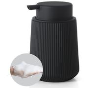 TEMU Botella de espuma recargable negra mate para baños y encimeras de cocina, diseñada como dispensador de jabón con una capacidad de 11 oz