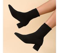 TEMU Botines de Tobillo Tejidos Elásticos de Tacón para Mujer, Nuevos Botines de Punto Tejidos de Medio Tubo, Botines de Talón para y Otoño 2023, Zapatos de Mujer