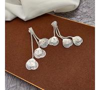 TEMU Bracelete de Oreja Largo con Diseño de Pétalo Hueco y Pedrería , Estilo Elegante sin Necesidad de Perforación