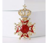 TEMU Broche de estilo de moda con de corona, diseño envolvente incrustado y electrochapado, para damas, accesorios de moda, regalo para