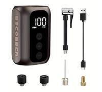 TEMU BSCOBBER Compresor de Aire Portátil Compatible con Carpas, Inflador de Presión con Pantalla, Energía de Emergencia, Diseño Mini Portátil, Válvulas Francés/Schrader (Recargable por USB)