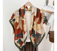 TEMU Bufanda Cuadrada de Poliéster con Estampado de Hojas Cara - Colores Vibrantes de Otoño, y Transpirable, Chal Casual a Prueba de Viento, Ideal para al y Conjuntos