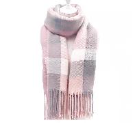 TEMU Bufanda de Invierno a Cuadros de Inspiración Británica para - Gruesa, y a Prueba de Viento en Azul, y Rosa, Chal de Acrílico con Borlas - Regalo Ideal, para el Confort en Frío, 1 pieza