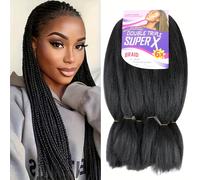 TEMU Cabello Sintético para Trenzas Pre-Estirado para Mujeres, 24 Pulgadas, 6 Paquetes, Trenzas Largas Jumbo, , Trenzas de Crochet