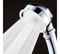 TEMU Cabeza de ducha plateada estilo alemán, cabeza de ducha individual o juego con parada de agua de un , aumento de presión de tres , uso en baño y bañera, uso en ducha