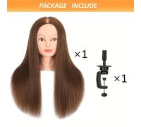 TEMU Cabeza de maniquí de cabello diseñada para la formación en peluquería y cosmética, completa con un soporte de pinza de regalo para la práctica de peinados