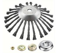 TEMU Cabezal de recortadora giratorio de alambre de acero de 10 pulgadas para deshierbe, hoja de recortadora de alambre irrompible, cabezal de deshierbe con kit de adaptador para eliminar y