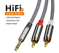 TEMU Cable de audio SUNKANDI RCA a 3.5 mm, cable auxiliar estéreo a de 3.5 mm a 2 RCA, adecuado para smartphones, reproductores de MP3, tablets, altavoces y televisores HDTV