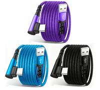 TEMU Cable de Carga Tipo C de 3 piezas | Carga Rápida, USB A a USB C en Ángulo , Trenzado, para iPhone 17/16/15 Series, Samsung, Huawei, Xiaomi, RedMi, Oppo, Oneplus, 3.3ft/6.6ft/9.9ft
