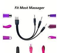 TEMU Cable de Carga USB Tres en Uno con Cabeza Redonda y Pines DC2.5 DC2.0 para Juguete de Adultos, Palo de Masaje Vibratorio y Cable de Alimentación