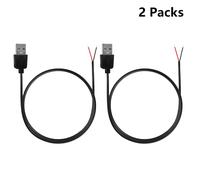 TEMU Cable Pigtail USB 2 de 20 AWG, 50 cm/19.68 pulgadas, Conector Pin 2 Hilo Cable Extensión 5V DIY Reemplazo