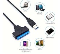 TEMU Cable SATA a USB 3.0 para HDD SSD de 2.5 pulgadas, Cable de conversión de lectura, Soporta 4TB de discos duros