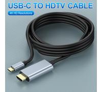 TEMU Cable USB-C a HDTV de 6 pies, resolución 4K HD, conector , cable Ethernet Cat5e, USB, tensión de funcionamiento de 5V, para MacBook Air, , Surface, , adaptador de monitor de TV