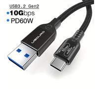 TEMU Cable USB3.2 Gen2 USB3.1 de 10Gbps, Cable USB-A a USB Tipo C, Carga Rápida 3A 60W, Cable de Transferencia de de 10Gbps, USB-C para Disco Duro SSD, Disco Duro, PC, Laptop